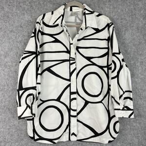 Finley Tunic Top Womens XXL Abstract Geometric Print Button Front Coastal Artsy